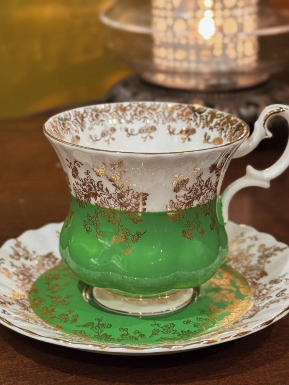Royal Albert Green Regal Teacup Saucer Vintage
